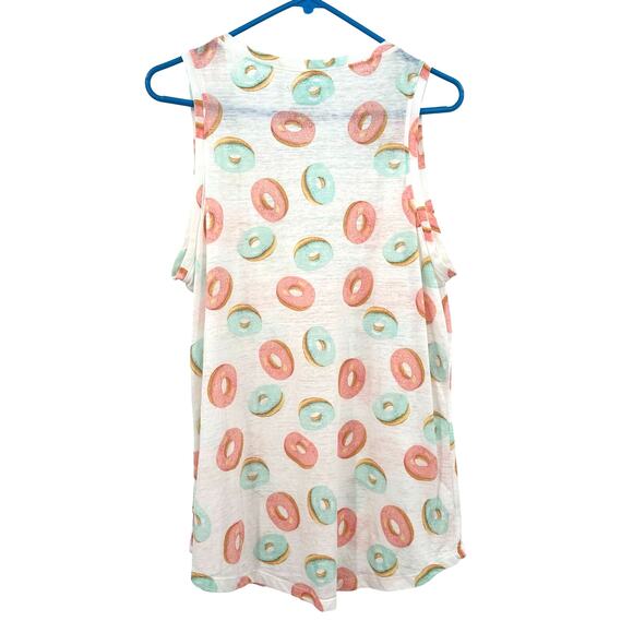grayson threads size XL sleeveless tank‎ top donut allover print white pink blue - Picture 2 of 3